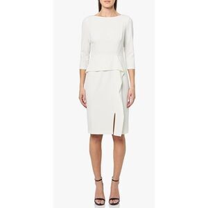 Vince Camuto Womens 3/4 Sleeve High Neck Cascade Detail Sheath Dress -2